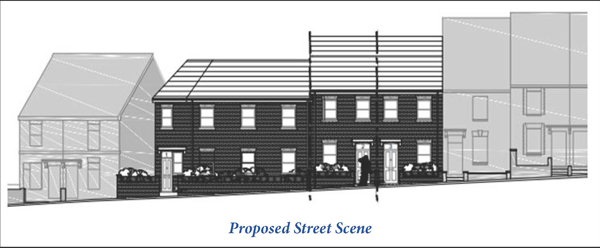 Lot: 110 - LAND WITH PLANNING FOR THREE HOUSES - Proposed street scene